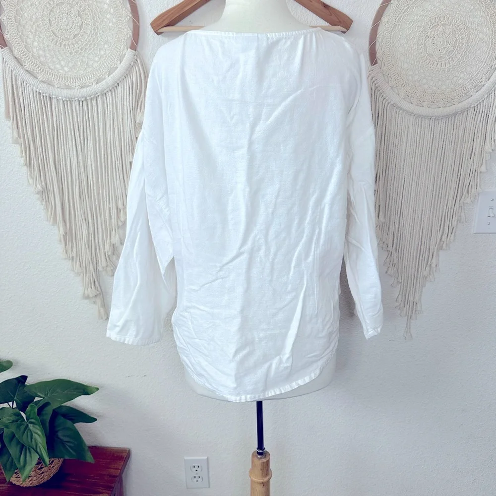 Soft surroundings white cotton boxy drop sleep blouse large